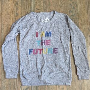 Chaser Gray Long Sleeve Tee with Multicolor Print